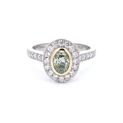 Chameleon: Oval Cut Fancy Diamond Halo Ring in Platinum | 0.50ct