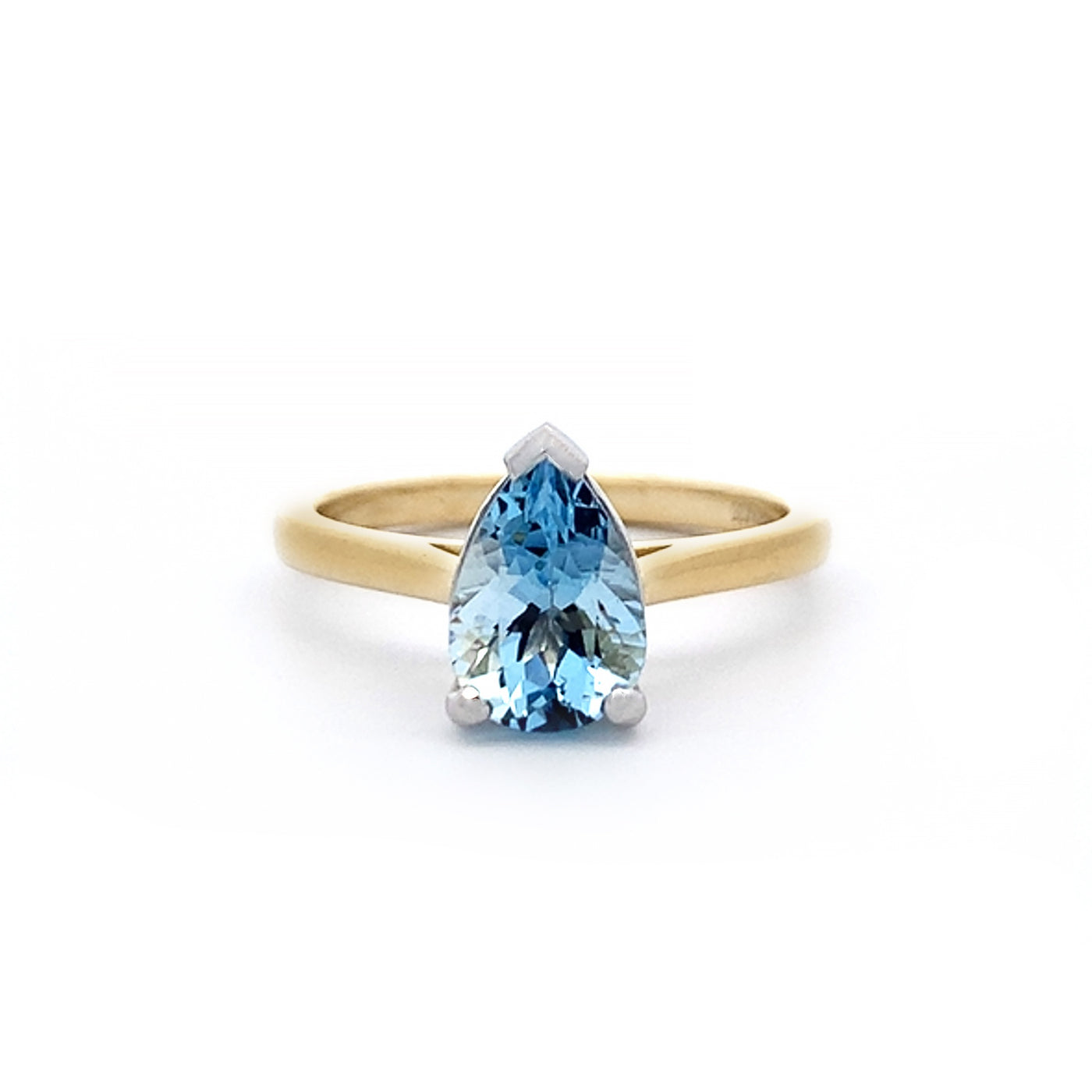 Pear Cut Aquamarine Solitaire Ring