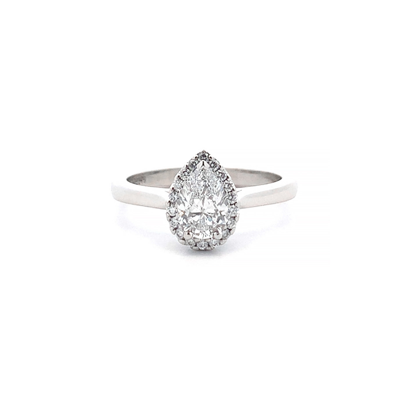 Luminous: Pear Cut Diamond Halo Ring in Platinum | 0.80ctw