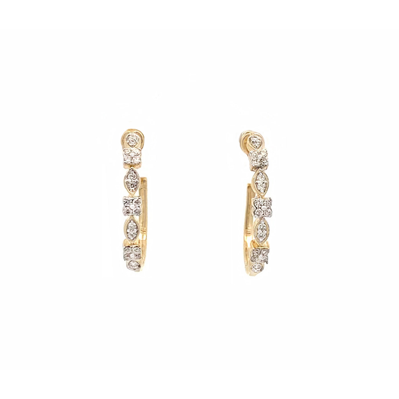 Wisteria: Diamond Cluster Hoop Earrings in Gold