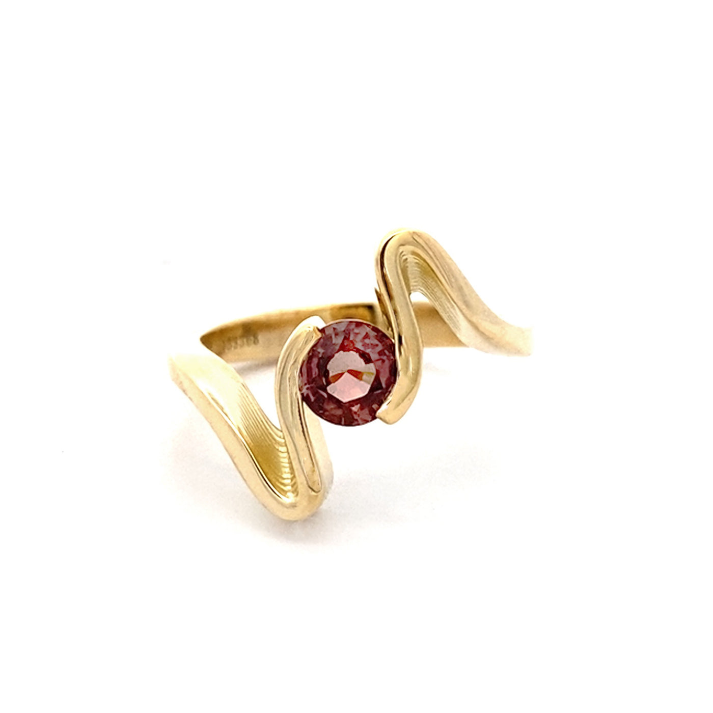 Lyall: Peach Sapphire Ring in Yellow Gold | 0.75ct
