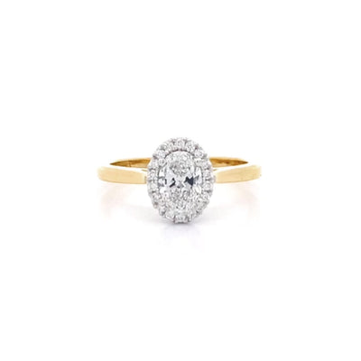 Luminous: Oval Cut Diamond Halo Ring in Yellow Gold | 0.68ctw