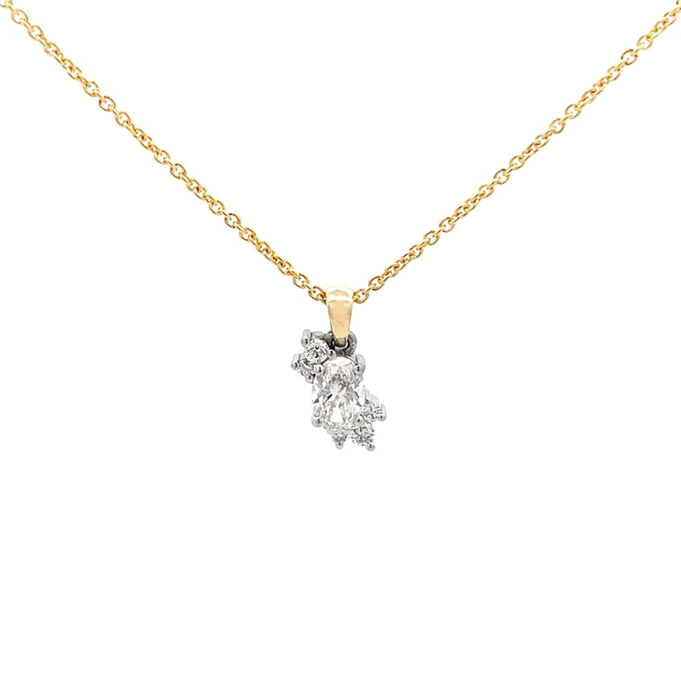 Oval Cut Diamond Cluster Pendant in Yellow Gold | 0.50ctw