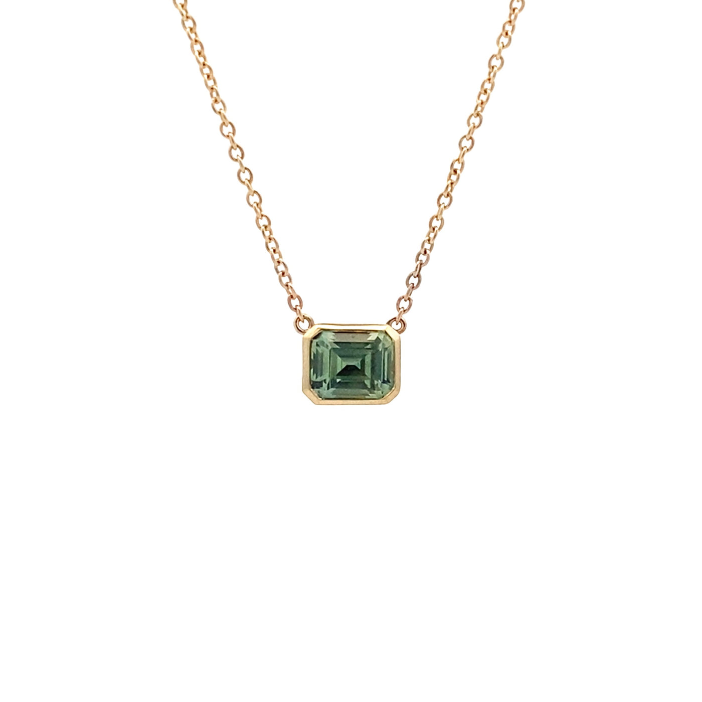 Kate: Teal Sapphire Bezel Set Pendant in Yellow Gold | 1.32ct