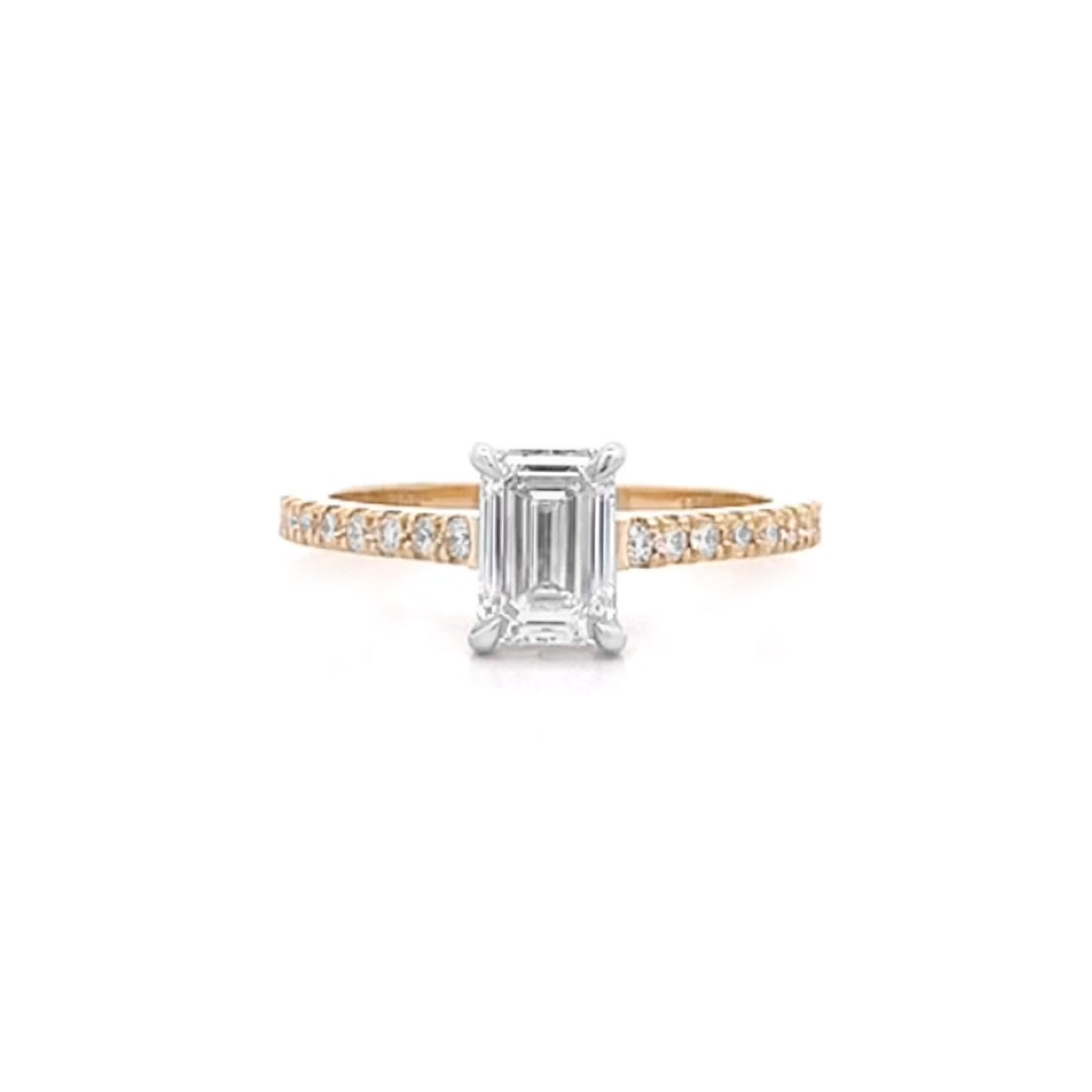 Belle: Emerald Cut Diamond Solitaire Ring in Yellow Gold