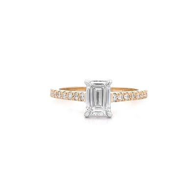 Belle: Emerald Cut Diamond Solitaire Ring in Yellow Gold