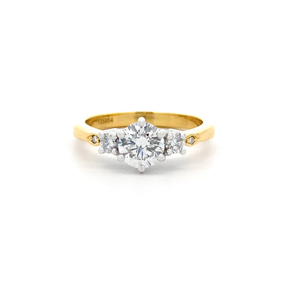 Lyte: Brilliant Cut Diamond Three Stone Ring in Yellow Gold | 0.96ctw