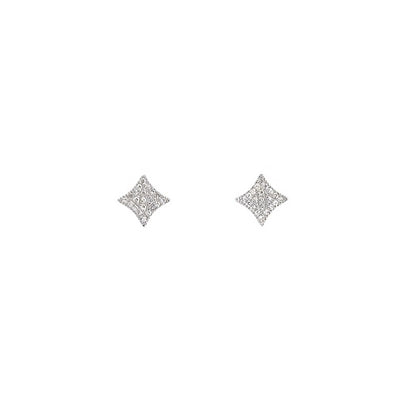Brilliant Diamond Four Point Star Earrings in White Gold | 0.08ctw