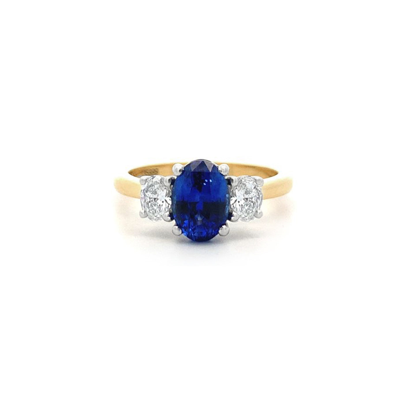 Sapphire and Diamond Three Stone Ring in Yellow Gold | 1.73ct