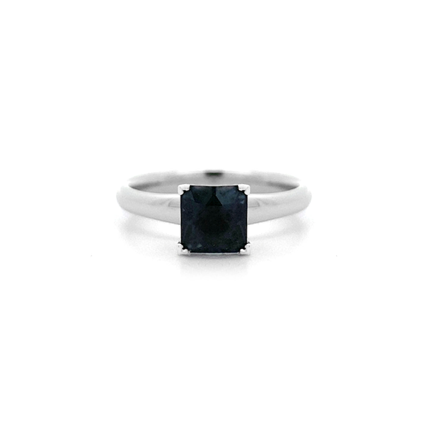 Black Spinel Solitaire Ring in Platinum