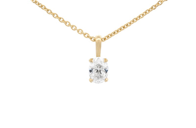 Oval Cut Diamond Solitaire Pendant in 18ct yellow gold