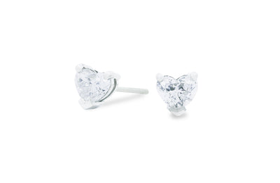Heart Cut Diamond Stud Earrings in Platinum | 1.01ctw
