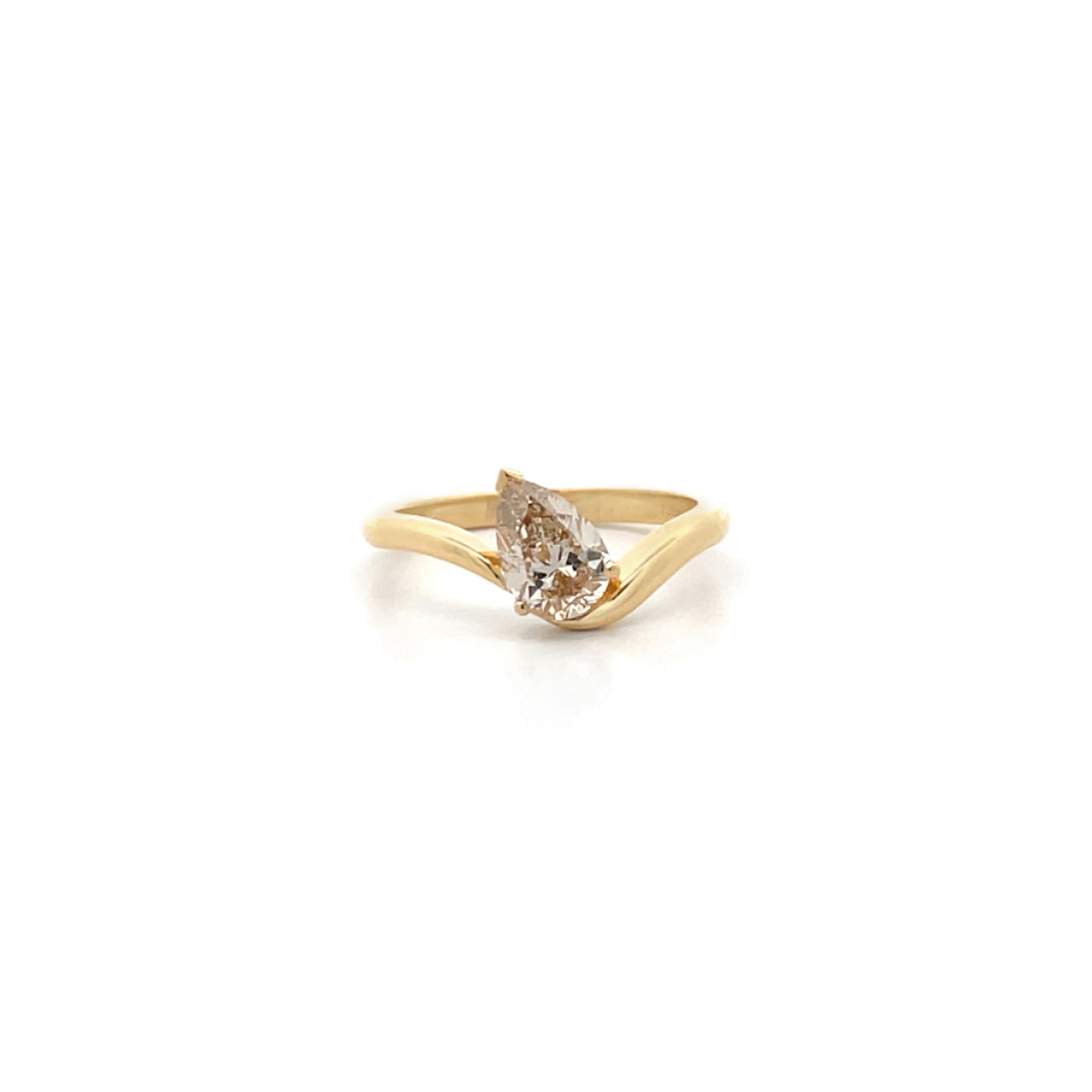 Pear Cut Yellow Diamond Solitaire Ring in Yellow Gold | 1.00ct