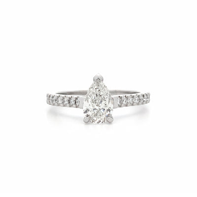 Belle: Pear Cut Diamond Solitaire Ring in Platinum | 1.08ctw