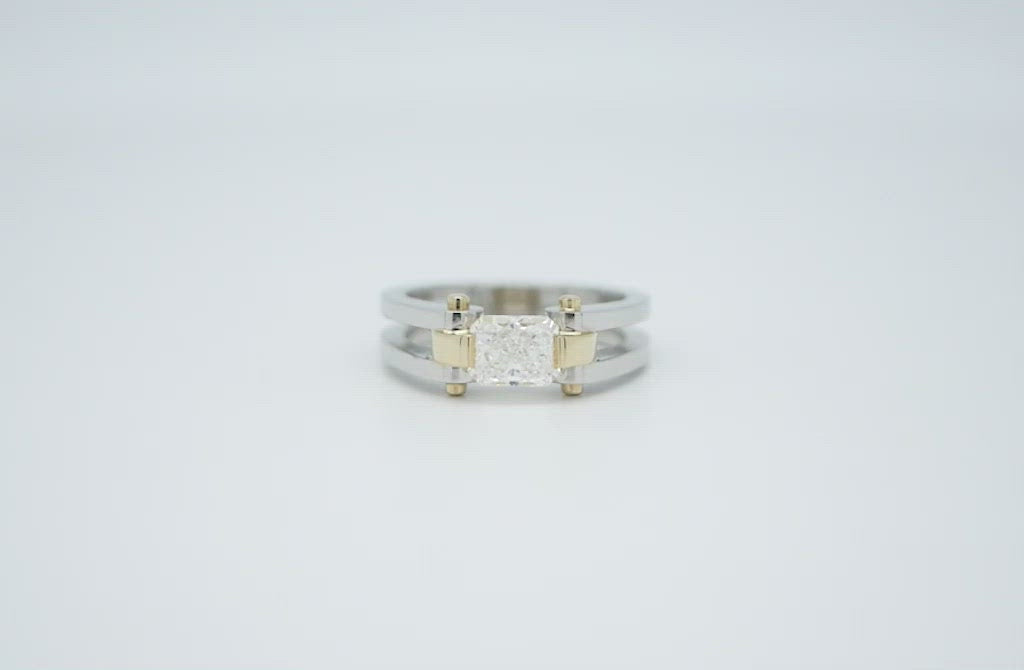  Inspired Collection, Radiant Cut Diamond Ring, 18k, 18ct Yellow Gold, platinum, Circlpd, specialist, unique, fine jewellery, jewelry, modern, contemporary, 360 video