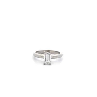 Emerald Cut Diamond Solitaire Ring in Platinum | 1.01ct D IF