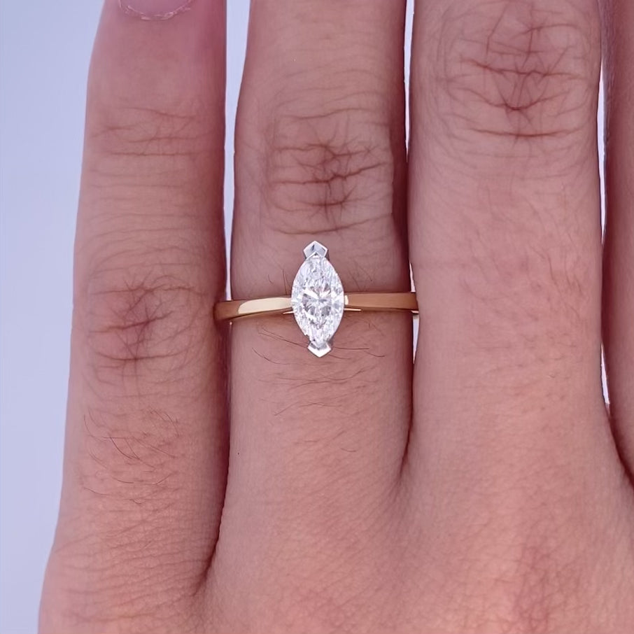 Alice: Marquise Cut Diamond Solitaire Ring