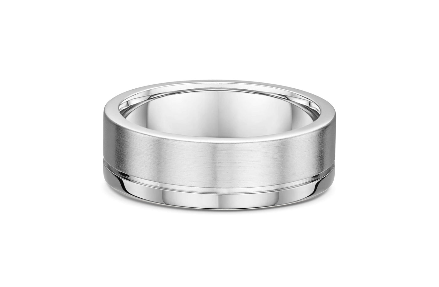 Flat Profile Band with Polished Edge in Platinum