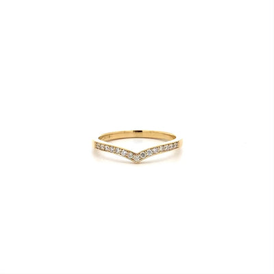 Brilliant Cut Diamond Grain Set V-shaped Ring