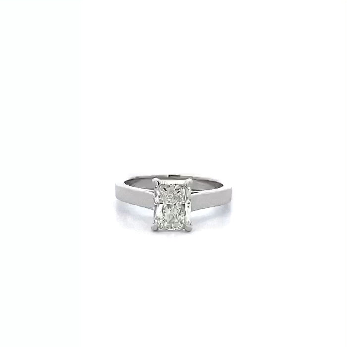 Radiant Cut Diamond Solitaire Ring in Platinum | 1.90ct H SI1