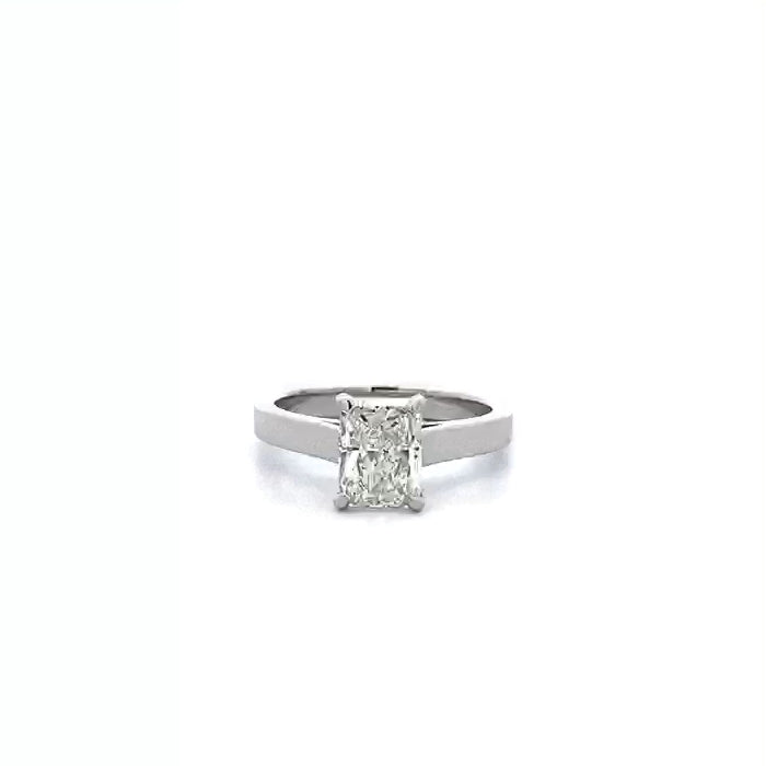 Radiant Cut Diamond Solitaire Ring in Platinum | 1.90ct H SI1