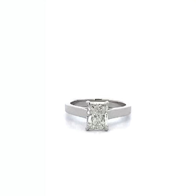 Radiant Cut Diamond Solitaire Ring in Platinum | 1.90ct H SI1