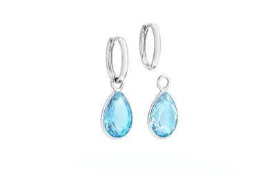 Blue Topaz Charm Huggie Earrings in Gold | 9.90ctw