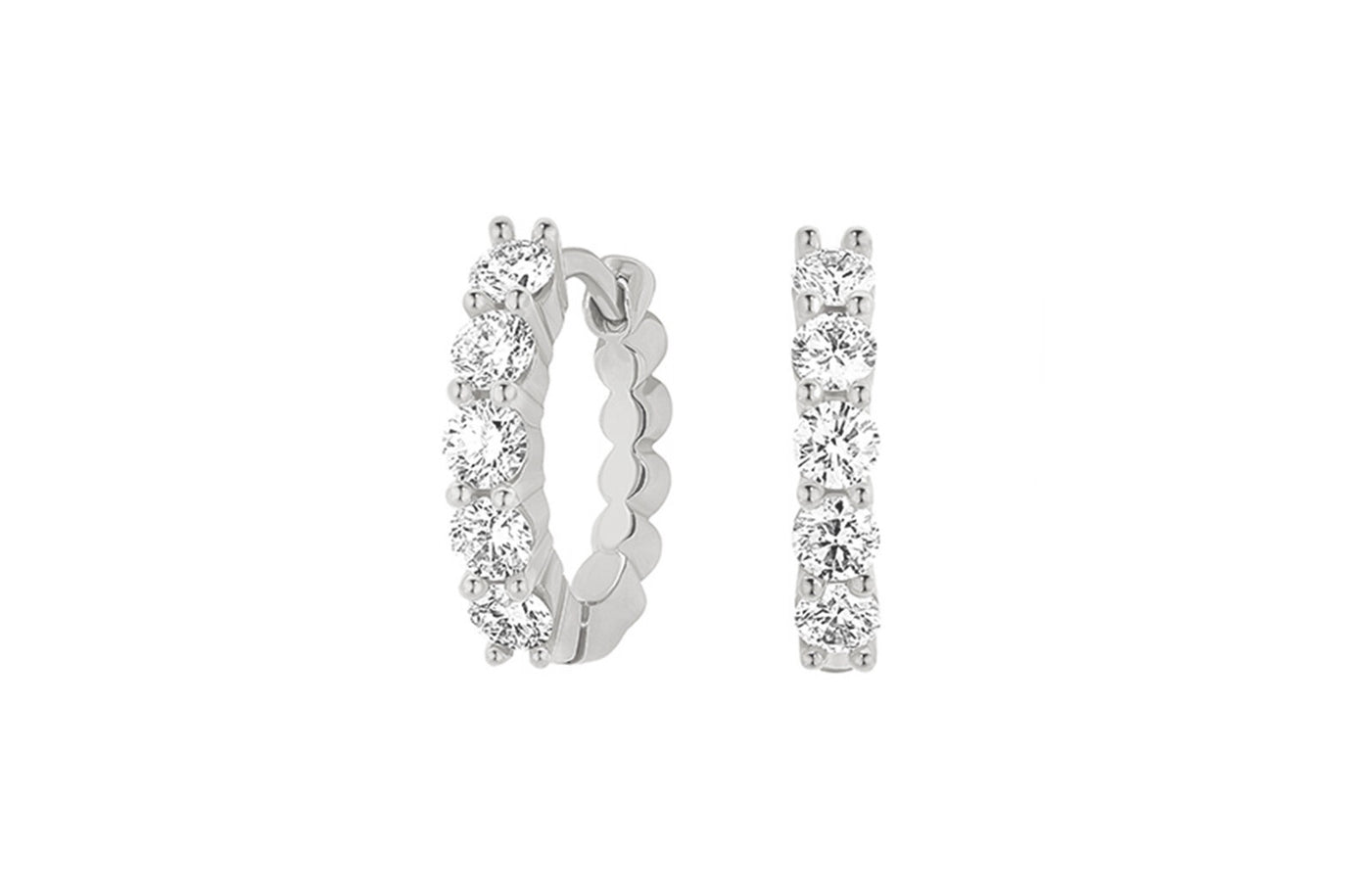 Diamond Claw Set Huggie Earrings in Gold | 0.50ctw