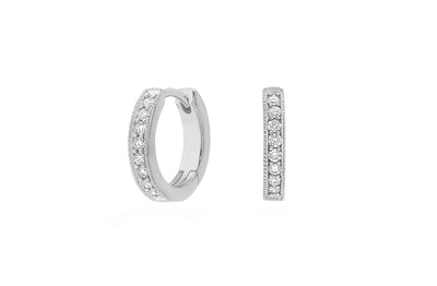 Milgrain Edge Diamond Huggie Earrings in Gold | 0.21ctw