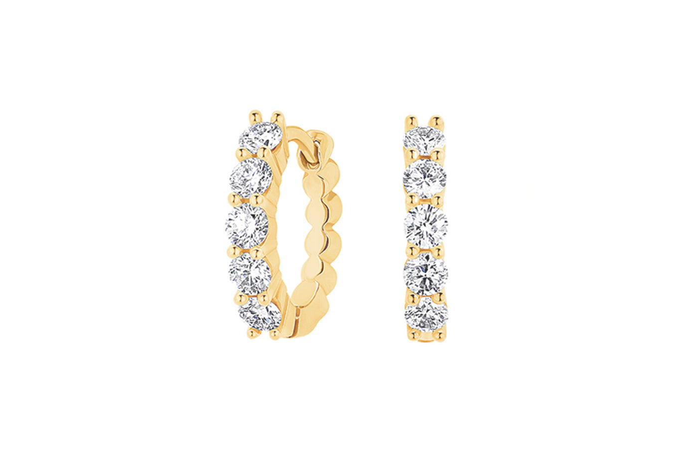 Diamond Claw Set Huggie Earrings in Gold | 0.50ctw