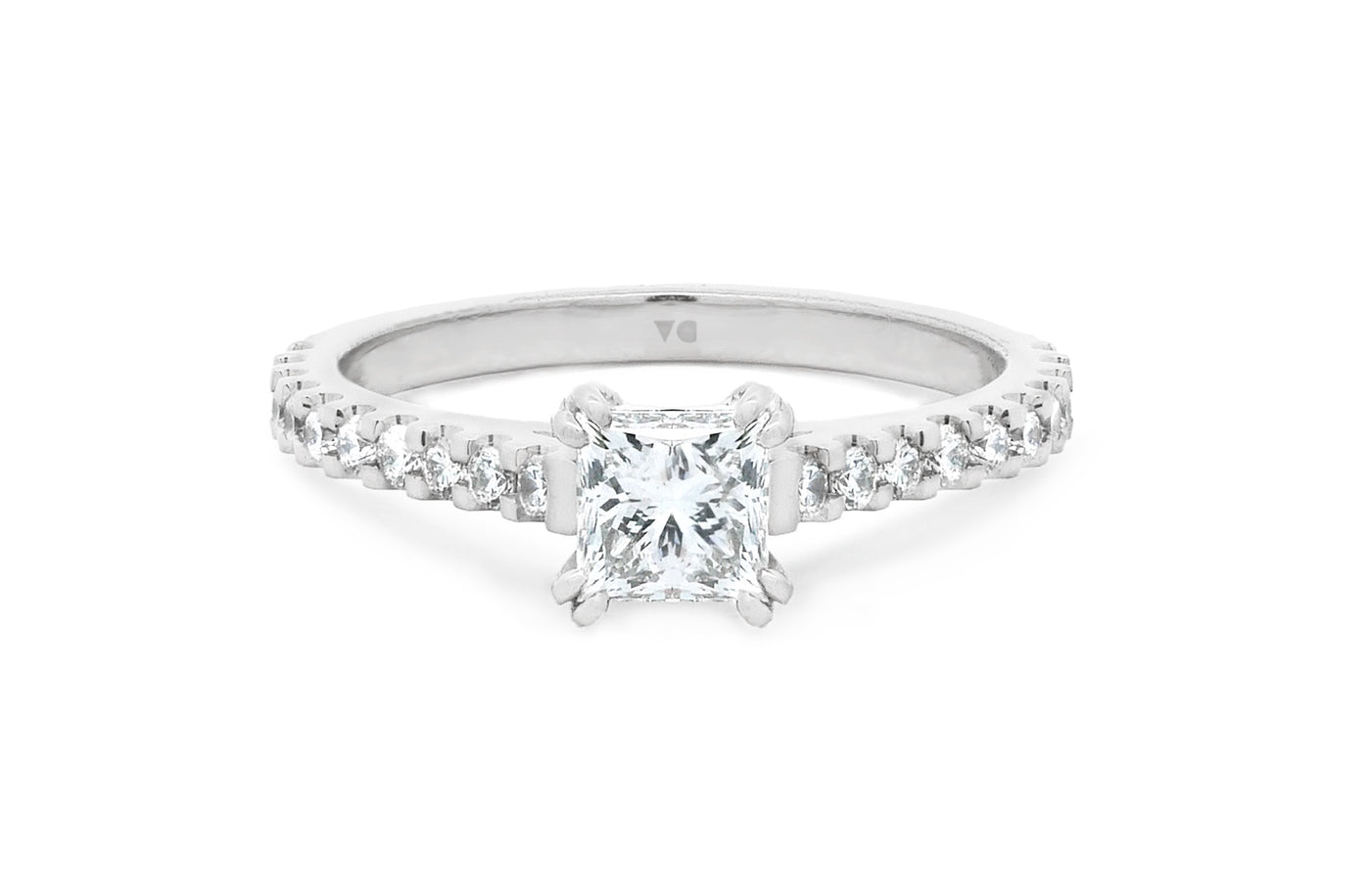 Belle: Princess Cut Diamond Solitaire Ring in platinum and or white gold