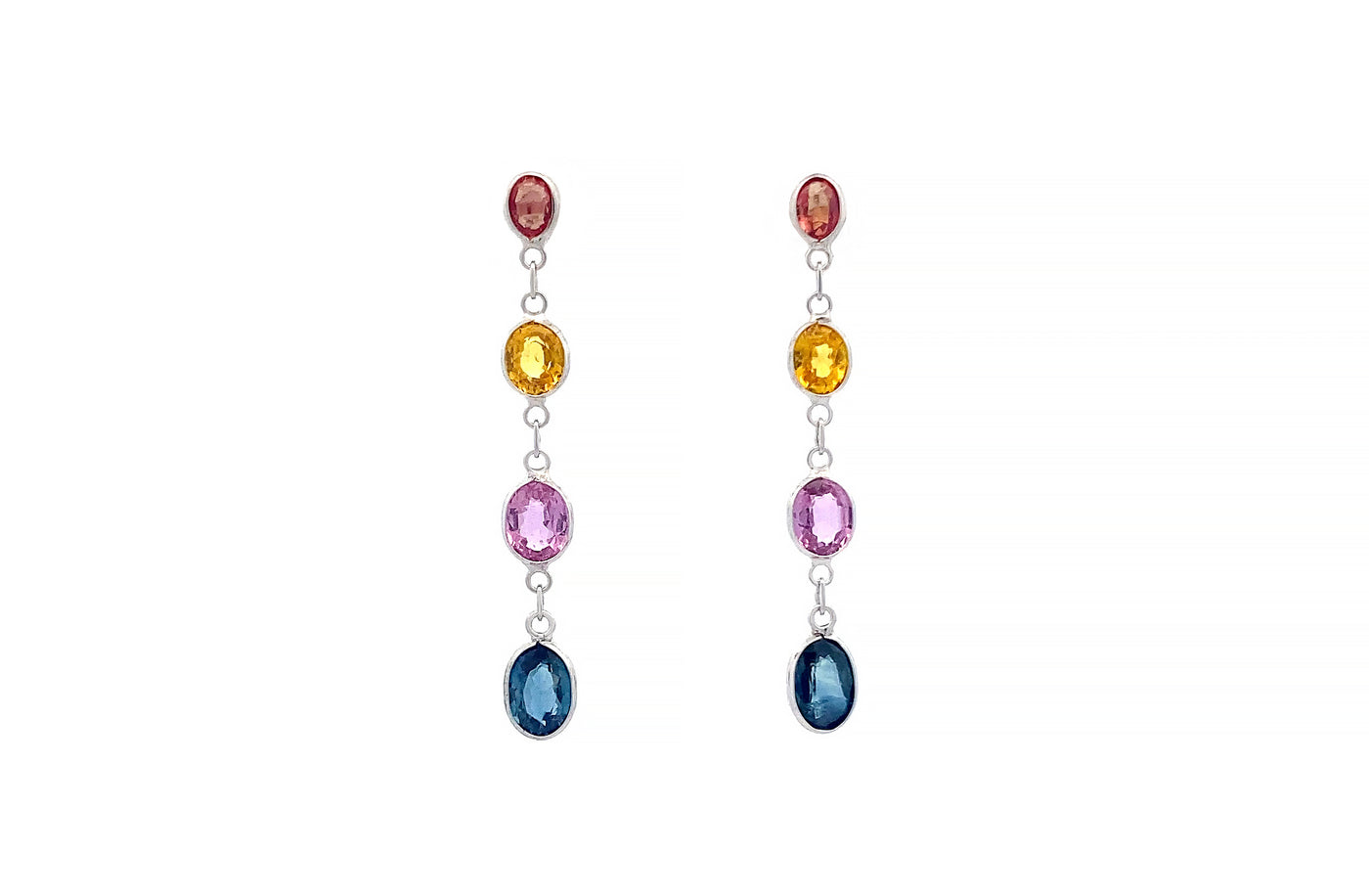 Bloom: Sapphire Drop Earrings in White Gold | 3.10ctw