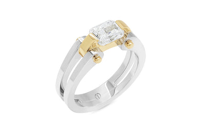 Inspired Collection, Radiant Cut Diamond Ring, 18k, 18ct Yellow Gold, platinum, Circlpd, specialist, unique, fine jewellery, jewelry, modern, contemporary