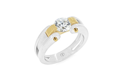Inspired Collection, Brilliant Diamond, Platinum, 18ct, 18k, Yellow Gold, end set, claw set, Circlpd, fine Jewelry, fine Jewellery, round brilliant cut, modern ring, contemporary ring, tension set