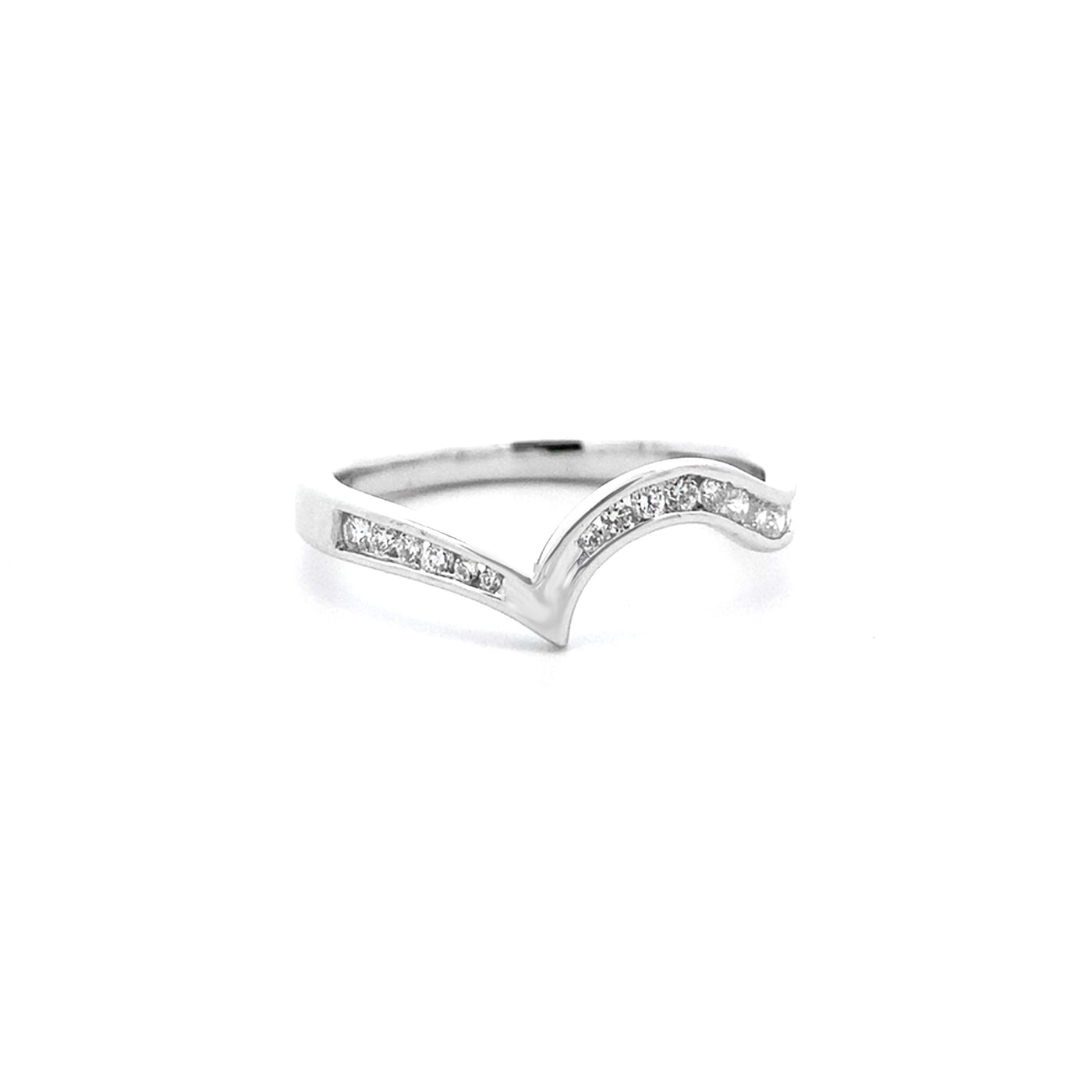 Brilliant Cut Diamond Set V' Shaped Ring