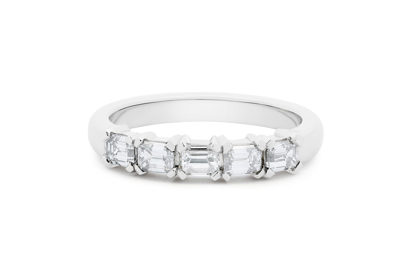 Emerald Cut Diamond Claw Set Ring in platinum or white gold