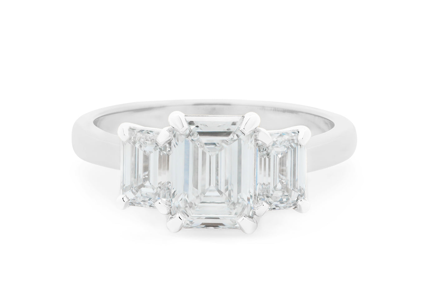 Harmony: Emerald Cut Diamond Three Stone Ring