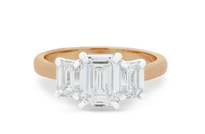 Harmony: Emerald Cut Diamond Three Stone Ring