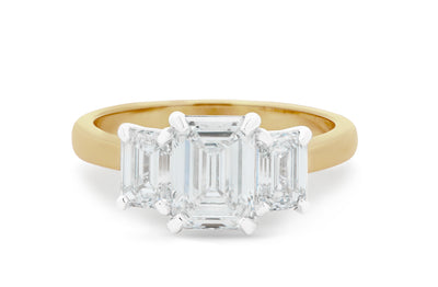 Harmony: Emerald Cut Diamond Three Stone Ring