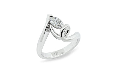 Popped Marquise Diamond Solitaire Ring in Platinum