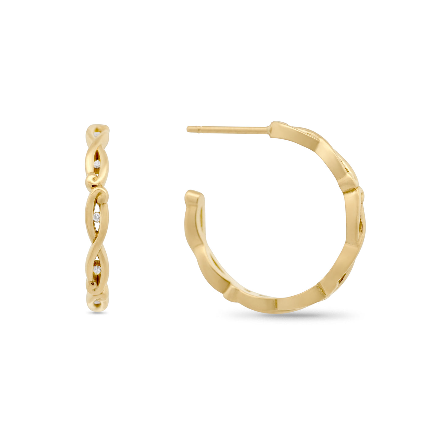 Marena: Diamond Hoop Earrings in Yellow Gold | 0.06ctw