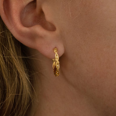Marena: Diamond Hoop Earrings in Yellow Gold | 0.06ctw