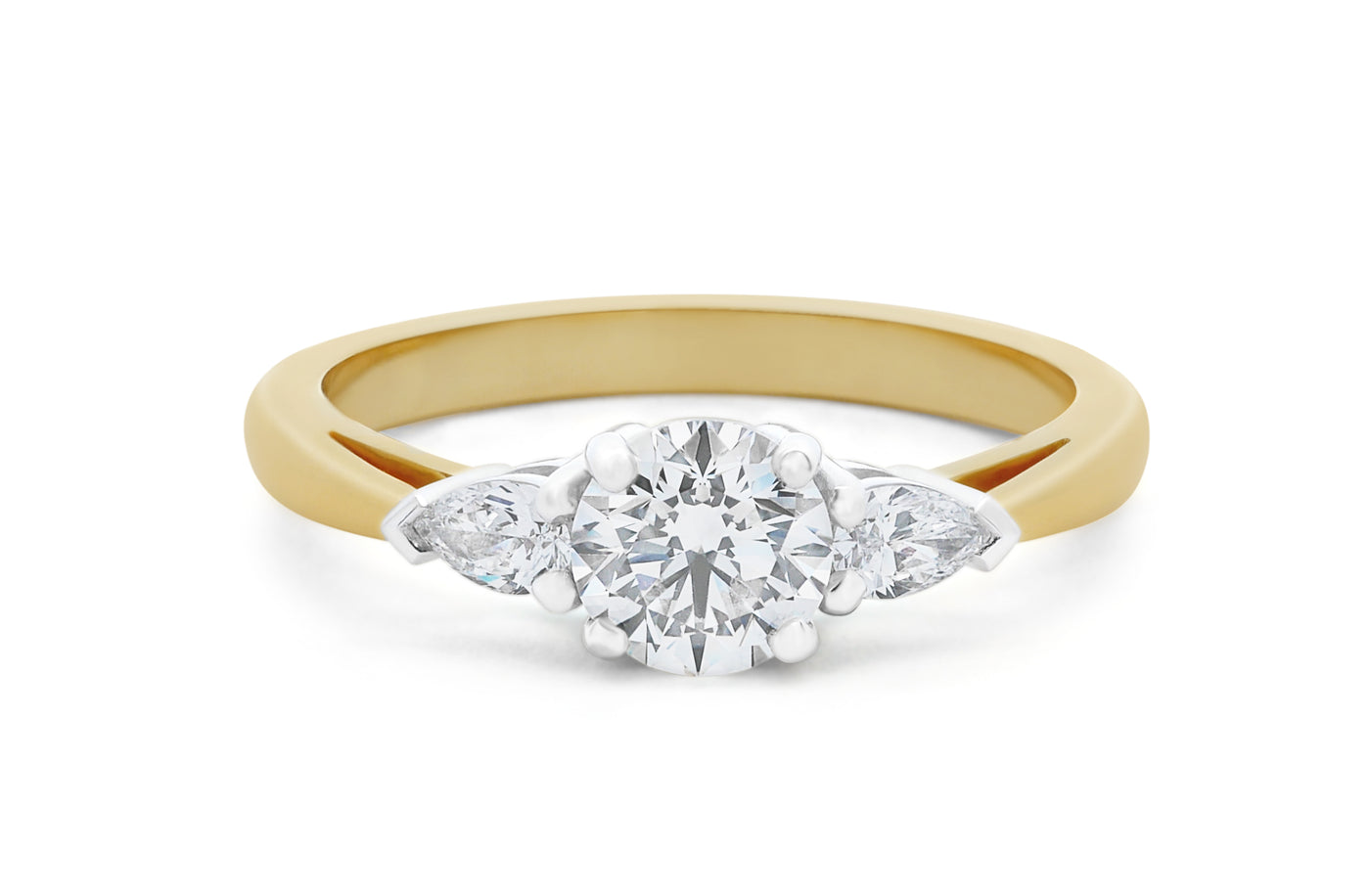 Reflect: Brilliant Cut Diamond Three Stone Ring.