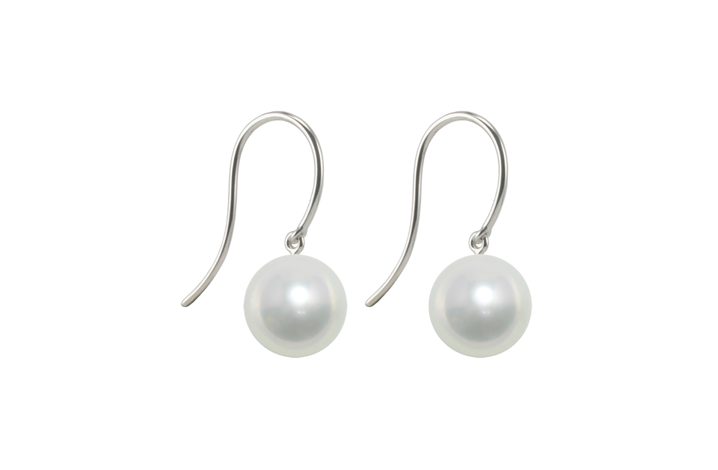 South Sea White Pearl Drop Earrings in White Gold | 11.00mm