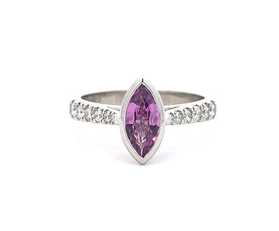 Pinque: Sapphire & Diamond Solitaire Ring in Platinum | 0.80ct