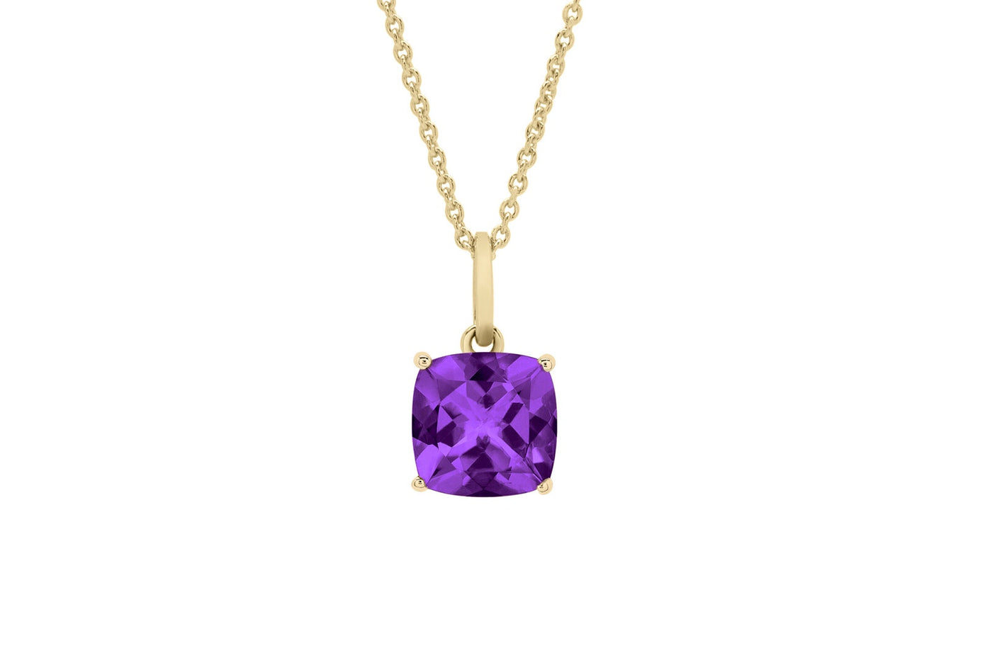 Deep Purple Amethyst Solitaire Pendant in Gold | 2.10ct