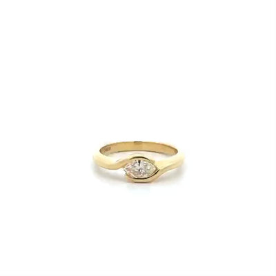 Wander: Marquise Cut Diamond Solitaire Ring in Yellow Gold | 0.36ct H VS2