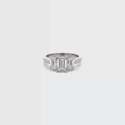 Harmony: Emerald Cut Diamond Three Stone Ring