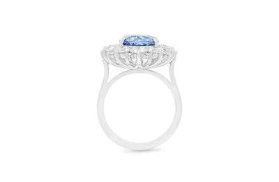 Blue Lotus: Blue Sapphire and Diamond Cluster Ring