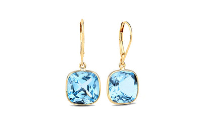 Blue Topaz Drop Earrings in Gold | 16.40ctw